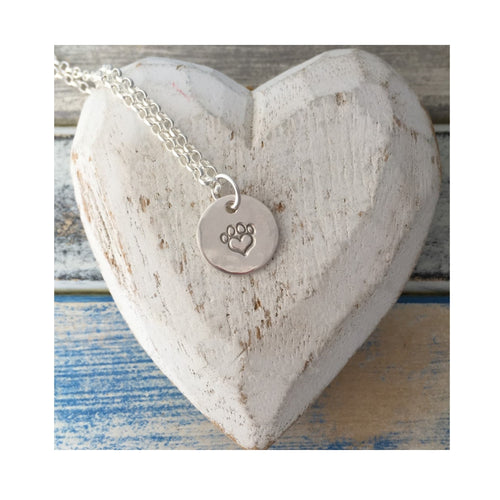 Pawprints on my Heart sterling silver pendant