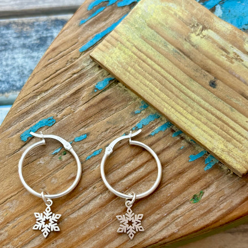 Snowflake Hinged Hoop Earrings
