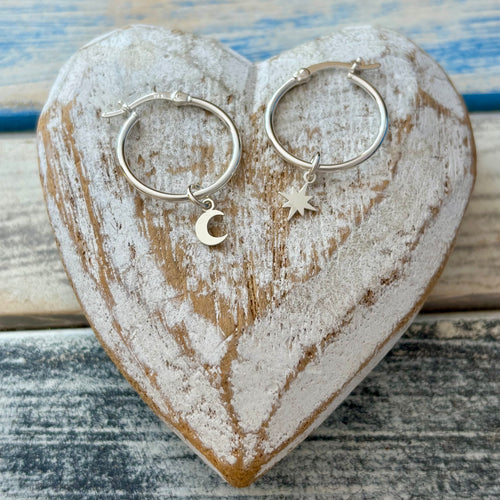 Star & Moon - Hinged Hoops