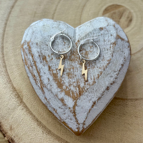Lightening Bolt (Gold) - Hinged Hoops