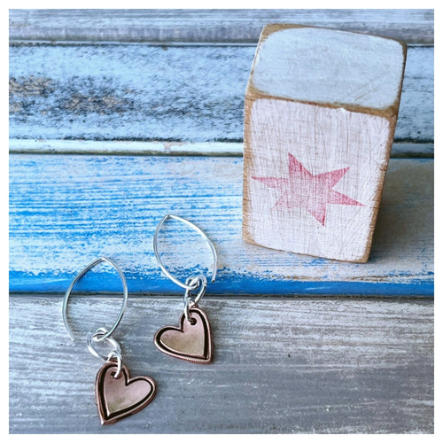 Copper Loveheart Drop Earrings