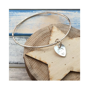 Running Beardie sterling silver loveheart charm bangle