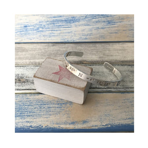'Our Place' Map Coordinates Keepsake Sterling Silver Cuff (made to order)