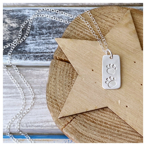 'Walk by my Side' sterling silver tag pendant
