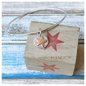 Commission - Copper Star Charm Bangle