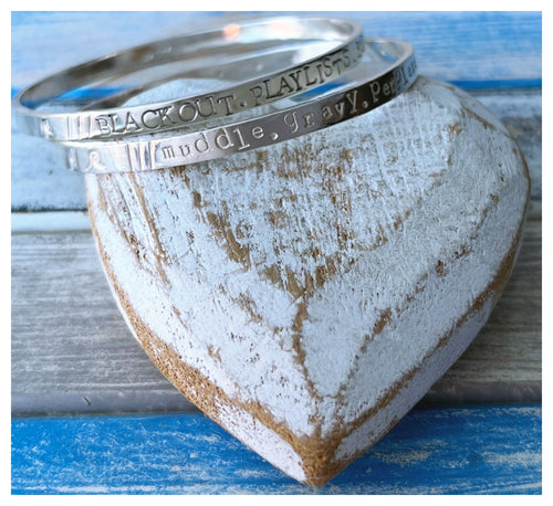 What3Words - sterling silver bangle (made to order)